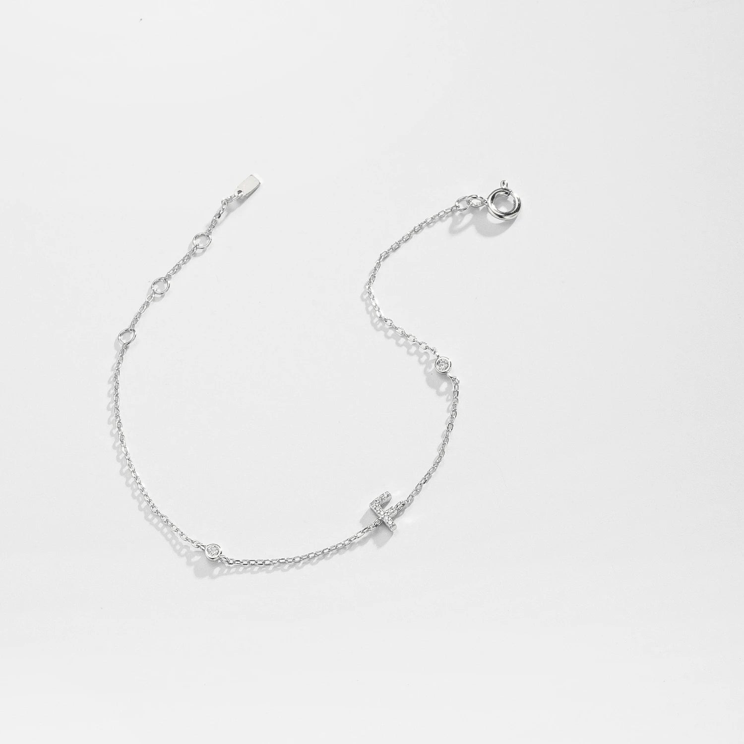 Silver Zircon Initial Bracelet – A Personalized Touch of Elegance