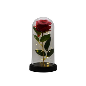 Enchanted Red Rose in Glass Dome with LED Fairy Lights – Romantic Gift for All Occasions